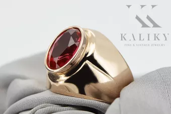 Oro rosa antiguo original de 14k Rubí Anillo Estilo vintage vrc296r